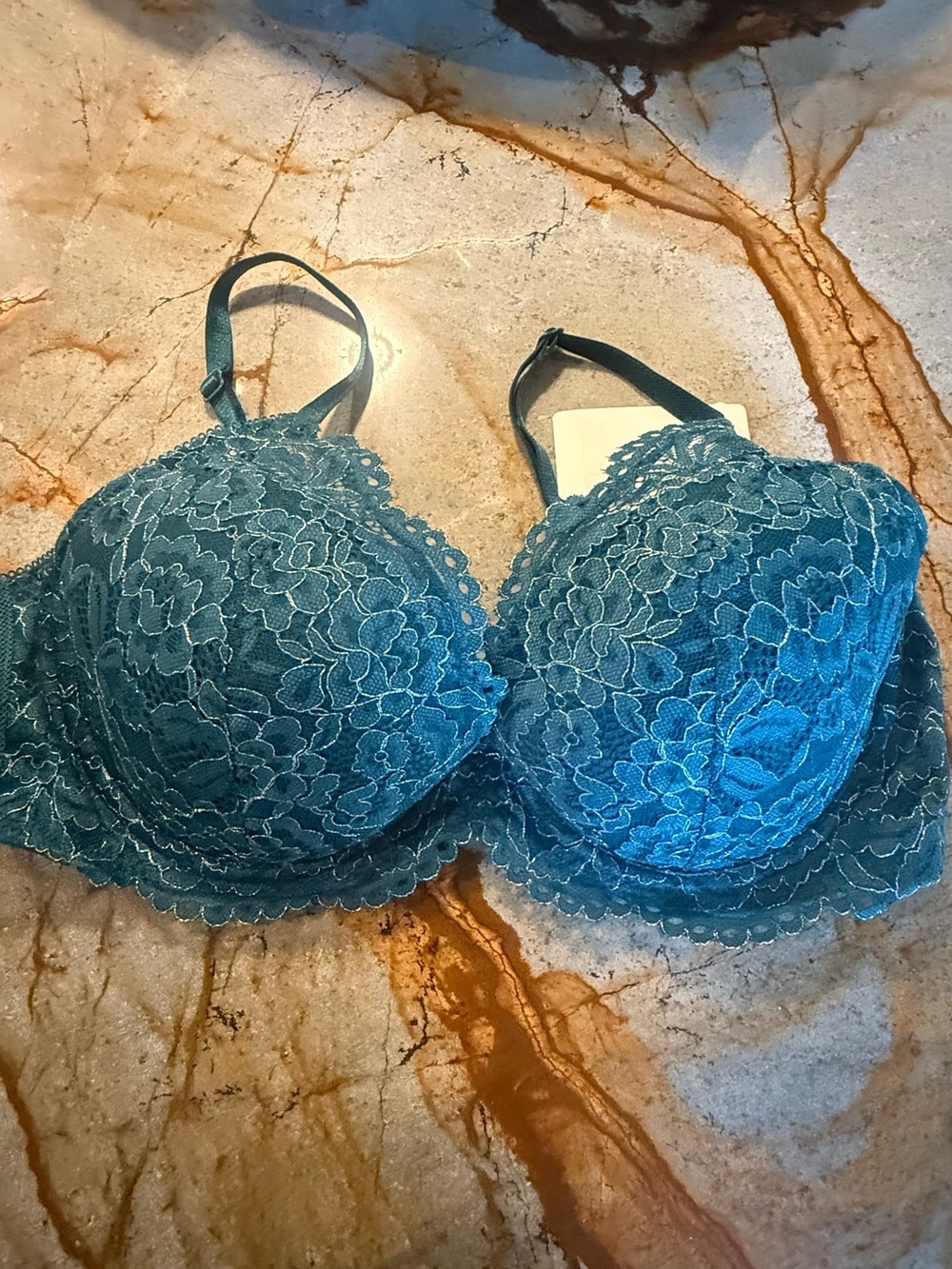 Wacoal Teal Lace Underwire Push-Up Bra
